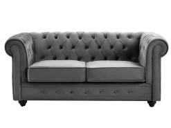 Drie- En Tweezitsbank Van Antracietkleurig Velours Chesterfield-Vente-unique Clearance