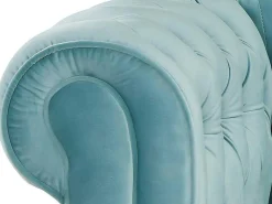 Drie- En Tweezitsbank Van Pastelblauw Velours Chesterfield-Vente-unique Best