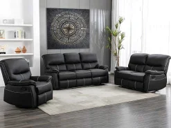 Drie- En Tweezitsrelaxbank Canby - Kunstleer - Zwart-Vente-unique Discount