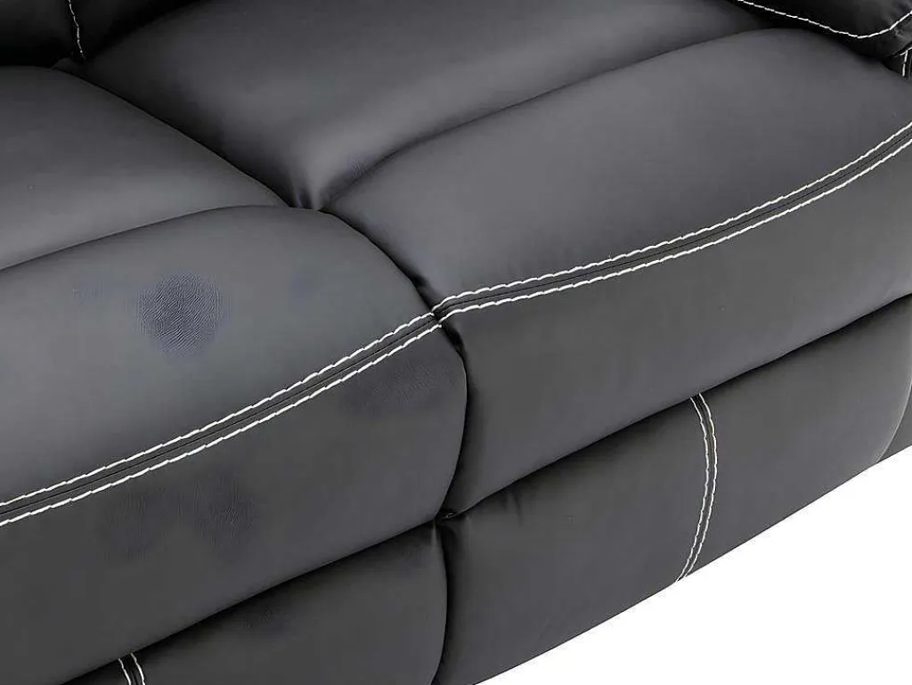Drie- En Tweezitsrelaxbank Canby - Kunstleer - Zwart-Vente-unique Discount