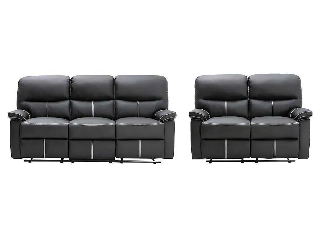 Drie- En Tweezitsrelaxbank Canby - Kunstleer - Zwart-Vente-unique Discount