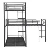 Driedubbele Stapelbedden 90 X 200 Cm - Hoge Reling En Ladder - Metaal - Zwart-Vente-unique Outlet