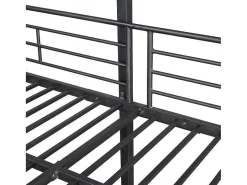 Driedubbele Stapelbedden 90 X 200 Cm - Hoge Reling En Ladder - Metaal - Zwart-Vente-unique Outlet