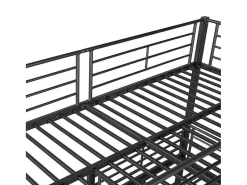 Driedubbele Stapelbedden 90 X 200 Cm - Hoge Reling En Ladder - Metaal - Zwart-Vente-unique Outlet