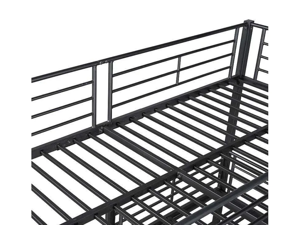 Driedubbele Stapelbedden 90 X 200 Cm - Hoge Reling En Ladder - Metaal - Zwart-Vente-unique Outlet