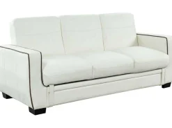 Driezits Bedbank Van Kunstleer Naty - Wit-Vente-unique Sale