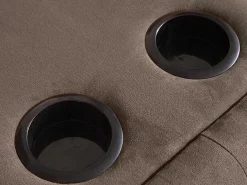 Driezits Bedbank Van Microvezel Devonshire Met Centraal Inklapbaar Tafeltje - Bruin-Vente-unique Online