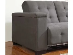Driezits Bedbank Van Microvezel Devonshire Met Centraal Inklapbaar Tafeltje - Grijs-Vente-unique Best