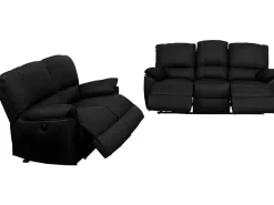 Driezits- En Tweezits Relaxbank Van Leer Marcis - Zwart - Elektrisch-Vente-unique Hot