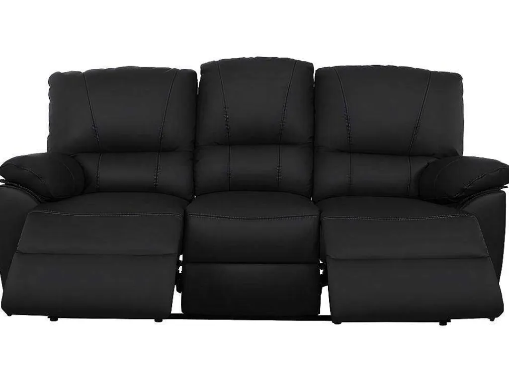 Driezits- En Tweezits Relaxbank Van Leer Marcis - Zwart - Elektrisch-Vente-unique Hot