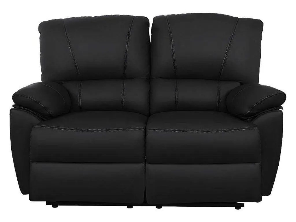 Driezits- En Tweezits Relaxbank Van Leer Marcis - Zwart - Elektrisch-Vente-unique Hot