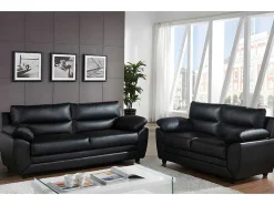 Driezits- En Tweezitsbank Manoa Van Kunstleer - Zwart-Vente-unique Clearance
