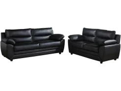 Driezits- En Tweezitsbank Manoa Van Kunstleer - Zwart-Vente-unique Clearance