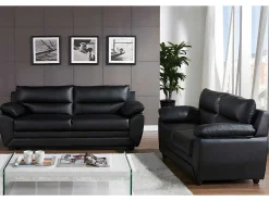 Driezits- En Tweezitsbank Manoa Van Kunstleer - Zwart-Vente-unique Clearance