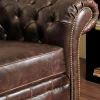 Driezits- En Tweezitsbank Chesterfield Clotaire Van 100% Leer Met Lived-In Aspect-Vente-unique Best