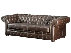 Driezits- En Tweezitsbank Chesterfield Clotaire Van 100% Leer Met Lived-In Aspect-Vente-unique Best