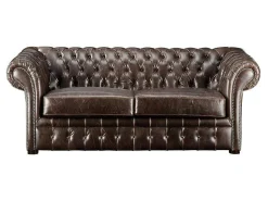 Driezits- En Tweezitsbank Chesterfield Clotaire Van 100% Leer Met Lived-In Aspect-Vente-unique Best