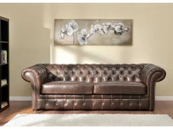 Driezits- En Tweezitsbank Chesterfield Clotaire Van 100% Leer Met Lived-In Aspect-Vente-unique Best