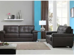 Driezits- En Tweezitsbank Van Leer Hazel - Bruin-Vente-unique Discount