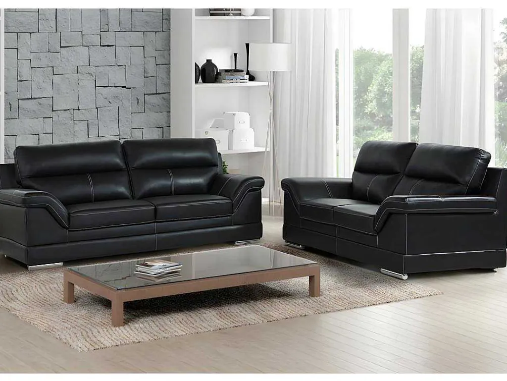 Driezits- En Tweezitsbank Van Buffelleer Monika - Zwart-Vente-unique Sale