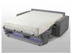Driezits Express Bedbank Vizir Van Stof - Grijs - Slaapafmeting 140 Cm - Matras 18 Cm-Vente-unique New