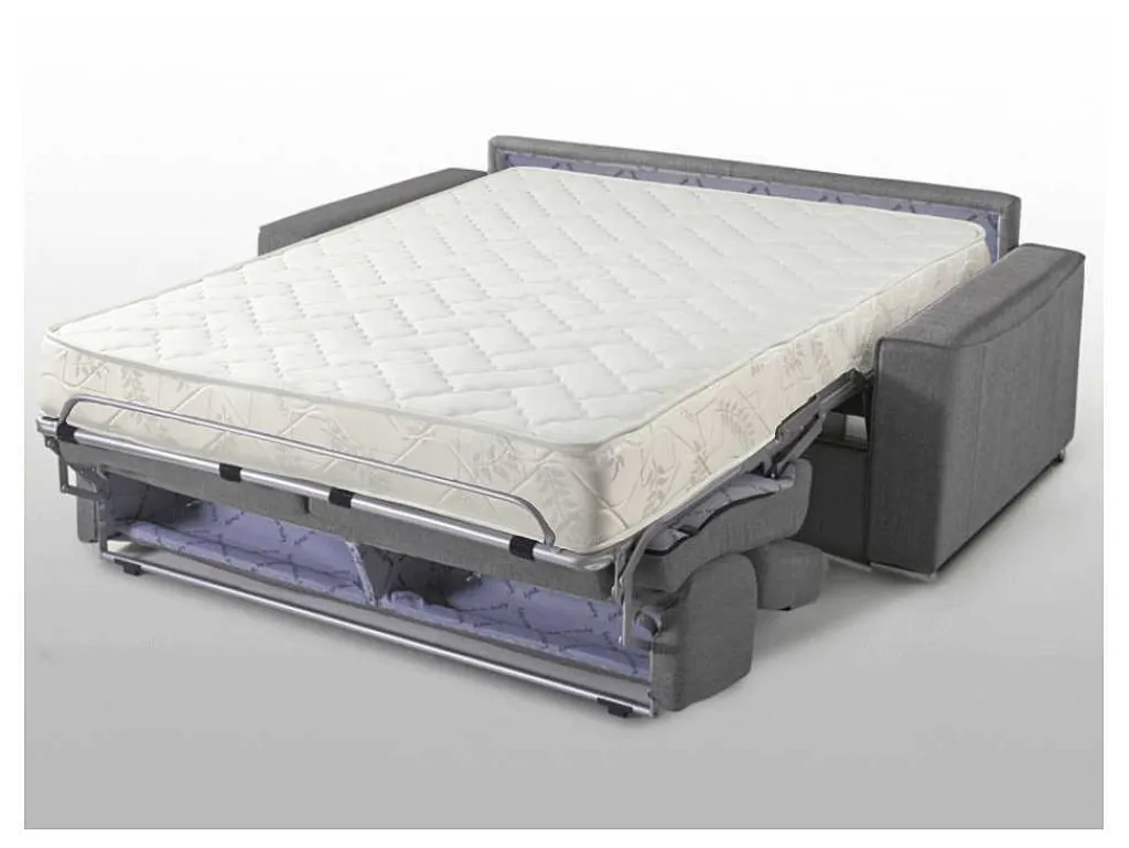 Driezits Express Bedbank Vizir Van Stof - Grijs - Slaapafmeting 140 Cm - Matras 18 Cm-Vente-unique New