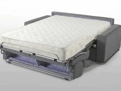 Driezits Express Slaapbank Van Stof Vizir - Blauw - Slaapafmeting Met Brede Latten 140 Cm - Matras 18 Cm-Vente-unique Clearance