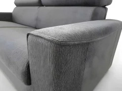 Driezits Express Slaapbank Van Stof Vizir - Grijs - Slaapafmeting Met Brede Latten 140 Cm - Matras 18 Cm-Vente-unique New