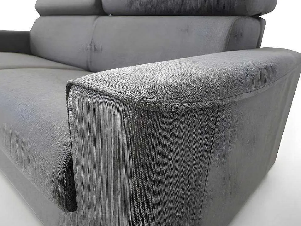 Driezits Express Slaapbank Van Stof Vizir - Grijs - Slaapafmeting Met Brede Latten 140 Cm - Matras 18 Cm-Vente-unique New