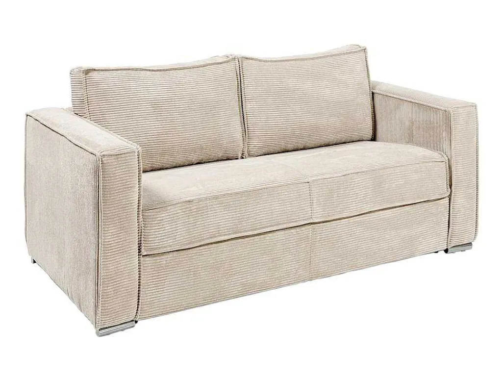 Driezits Express Slaapbank Van Ribfluweel - Beige - Loreto-Vente-unique Online
