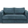 Driezits Express Slaapbank Van Ribfluweel - Blauw - Loreto-Vente-unique New