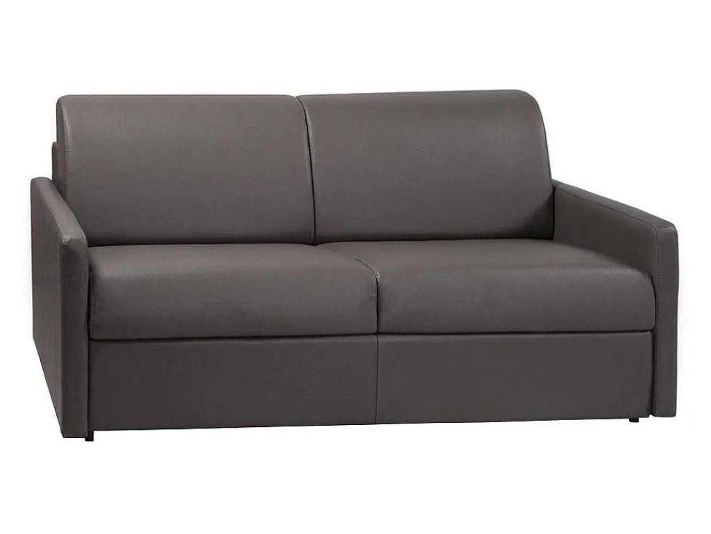 Driezits Express-Bedbank Van Kunstleer Calife - Grijs - Slaapafmeting 140 Cm-Vente-unique Sale