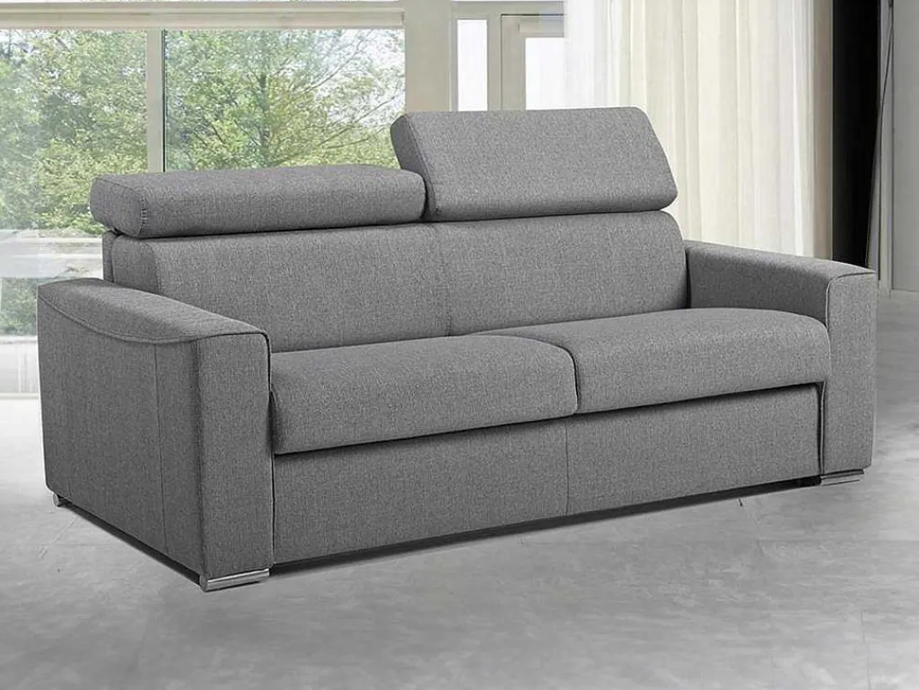 Driezits Express-Bedbank Van Stof Vizir - Grijs - Slaapafmeting 140 Cm-Vente-unique New