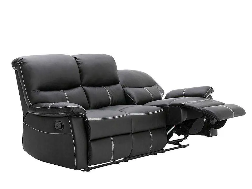 Driezits Relaxbank Canby - Kunstleer - Zwart-Vente-unique Best
