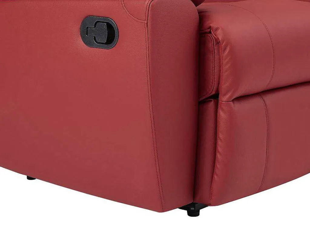 Driezits Relaxbank En Relaxfauteuil Van Leer Aroma - Rood-Vente-unique Sale