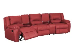 Driezits Relaxbank En Relaxfauteuil Van Leer Aroma - Rood-Vente-unique Sale