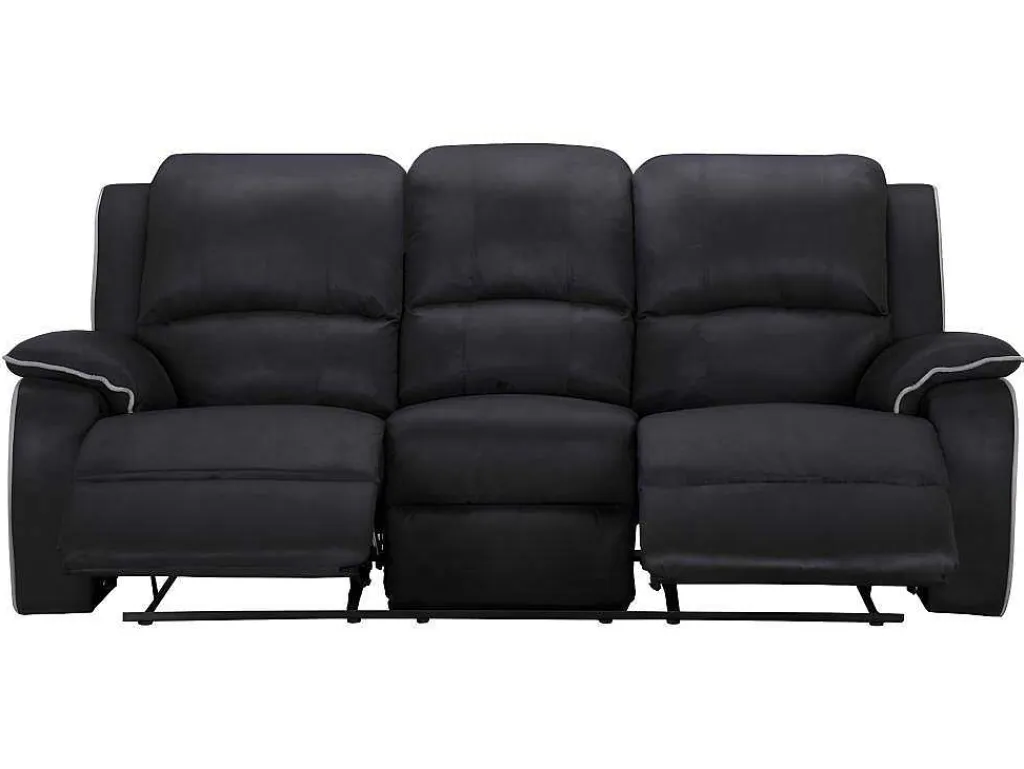 Driezits Relaxbank En Relaxfauteuil Van Microvezel Hernani - Zwart-Vente-unique Discount