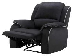 Driezits Relaxbank En Relaxfauteuil Van Microvezel Hernani - Zwart-Vente-unique Discount