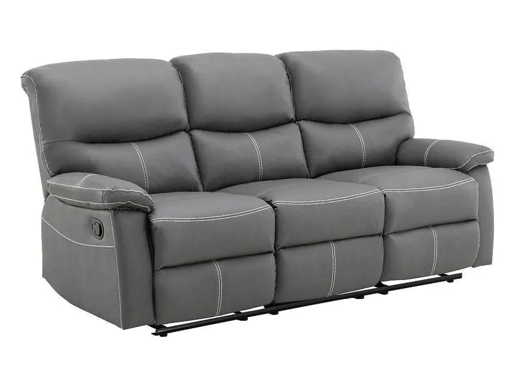 Driezits Relaxbank In Grijs Kunstleer Canby-Vente-unique Clearance