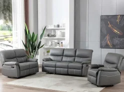 Driezits Relaxbank In Grijs Kunstleer Canby-Vente-unique Clearance