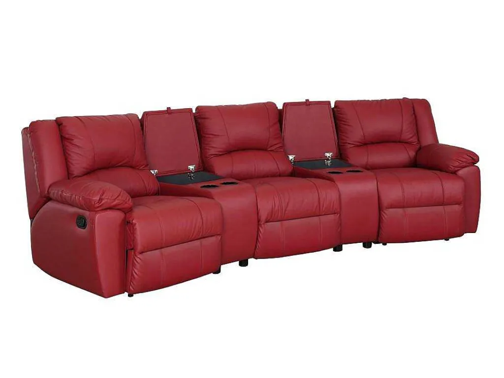 Driezits Relaxbank Van Leer Aroma - Rood-Vente-unique Outlet
