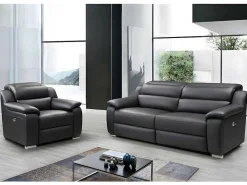 Driezits Relaxbank Van Leer Arena Ii - Zwart - Elektrisch-Vente-unique New