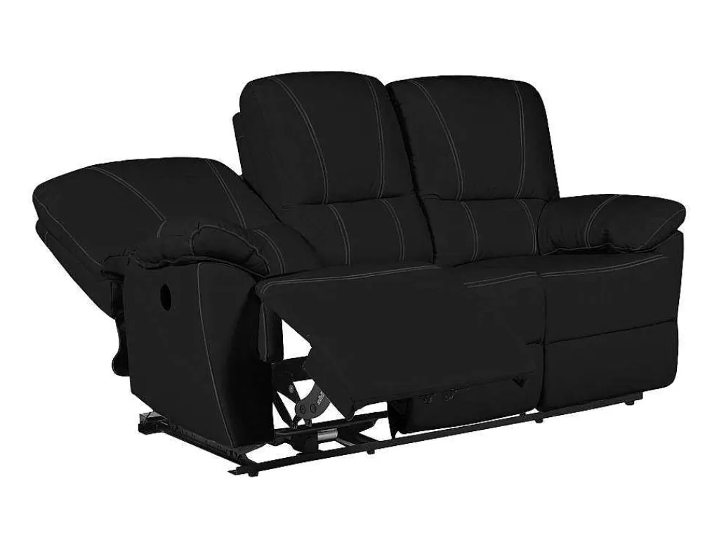 Driezits Relaxbank Van Leer Marcis - Zwart - Elektrisch-Vente-unique Sale