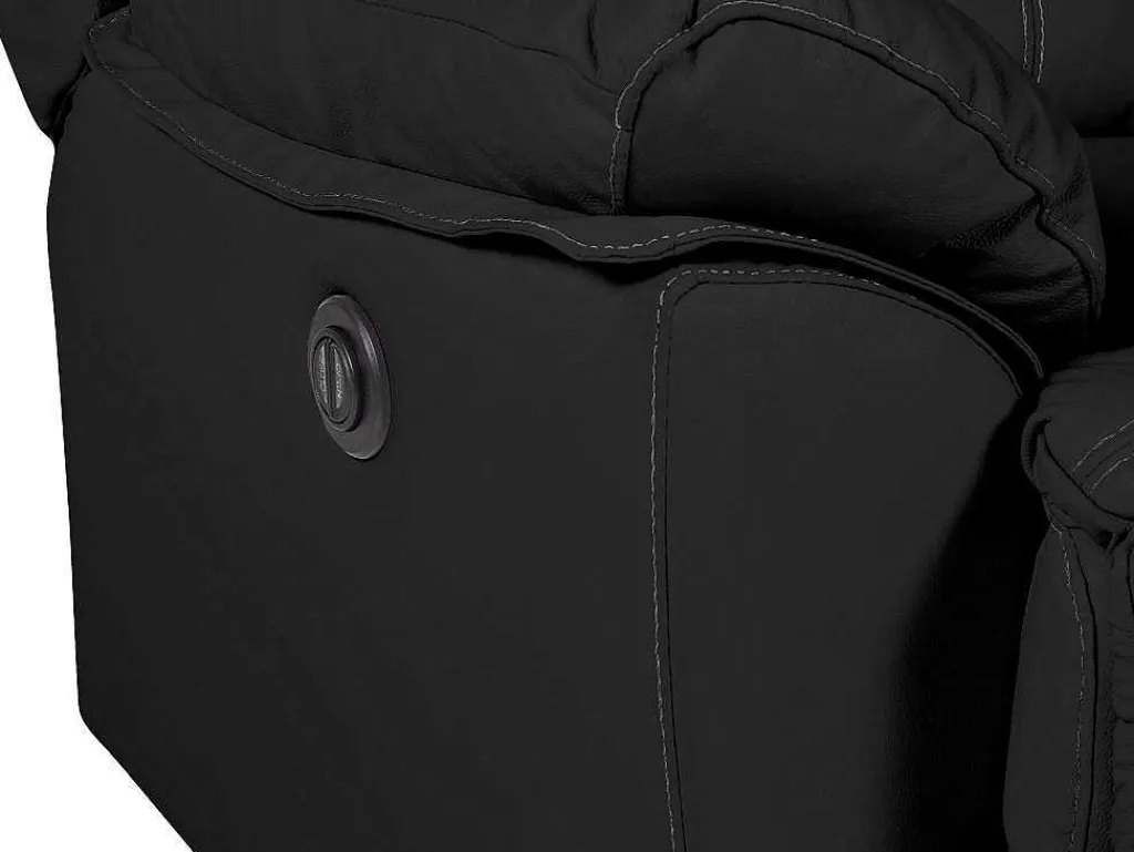 Driezits Relaxbank Van Leer Marcis - Zwart - Elektrisch-Vente-unique Sale