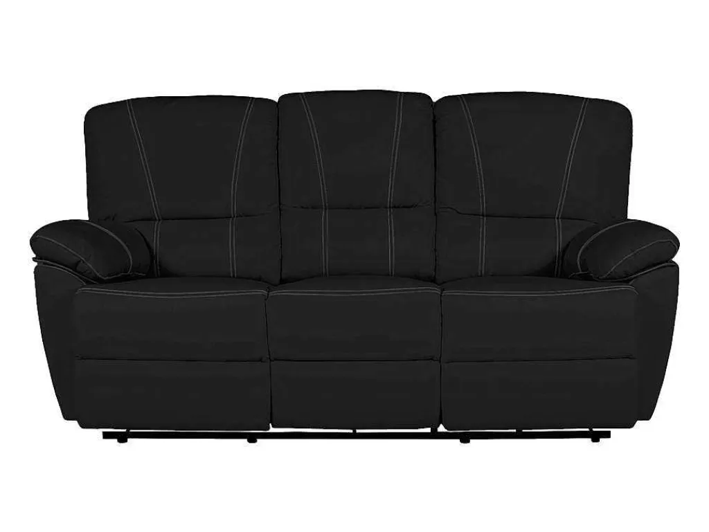 Driezits Relaxbank Van Leer Marcis - Zwart - Elektrisch-Vente-unique Sale