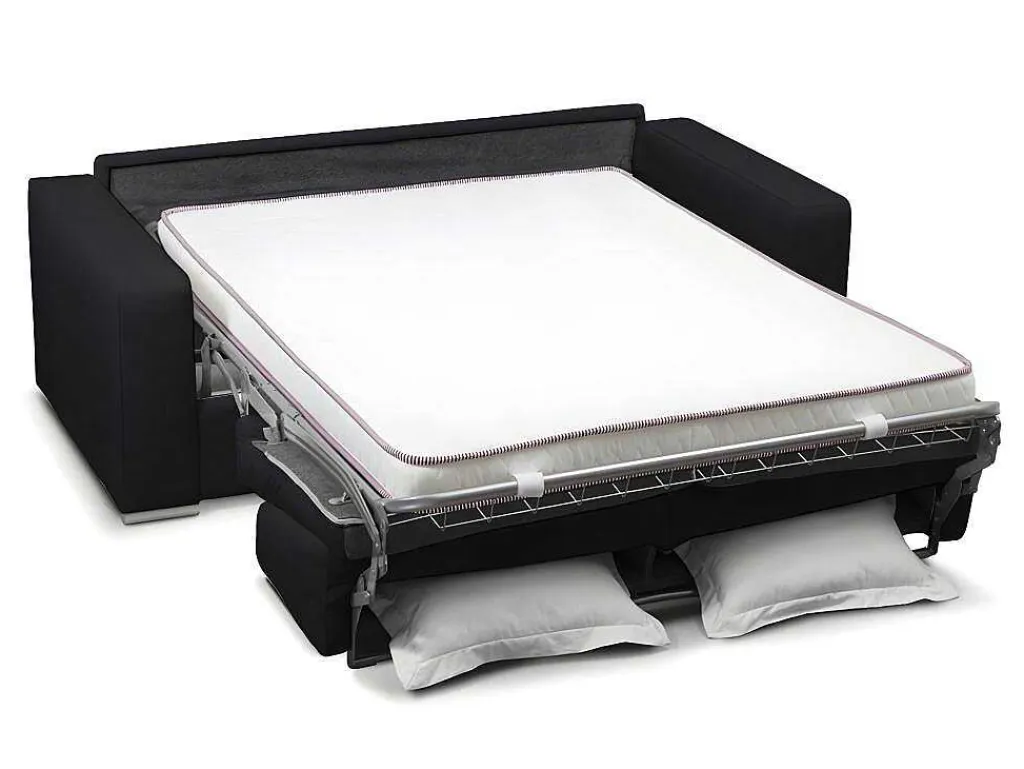 Driezits Slaapbank 100% Buffelleer Delectea Ii - Zwart-LINEA SOFA Best