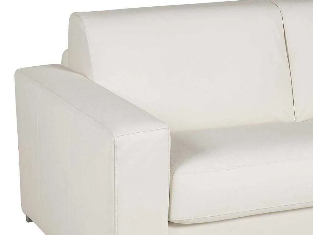 Driezits Slaapbank 100% Buffelleer Delectea Ii - Wit-LINEA SOFA New