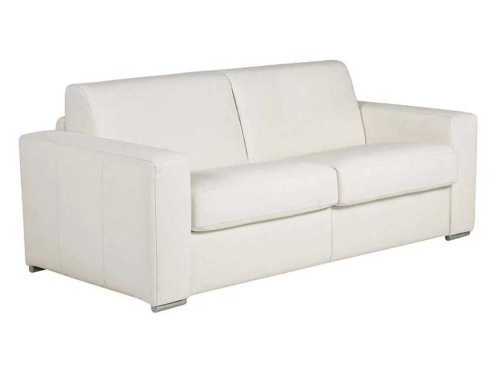 Driezits Slaapbank 100% Buffelleer Delectea Ii - Wit-LINEA SOFA New