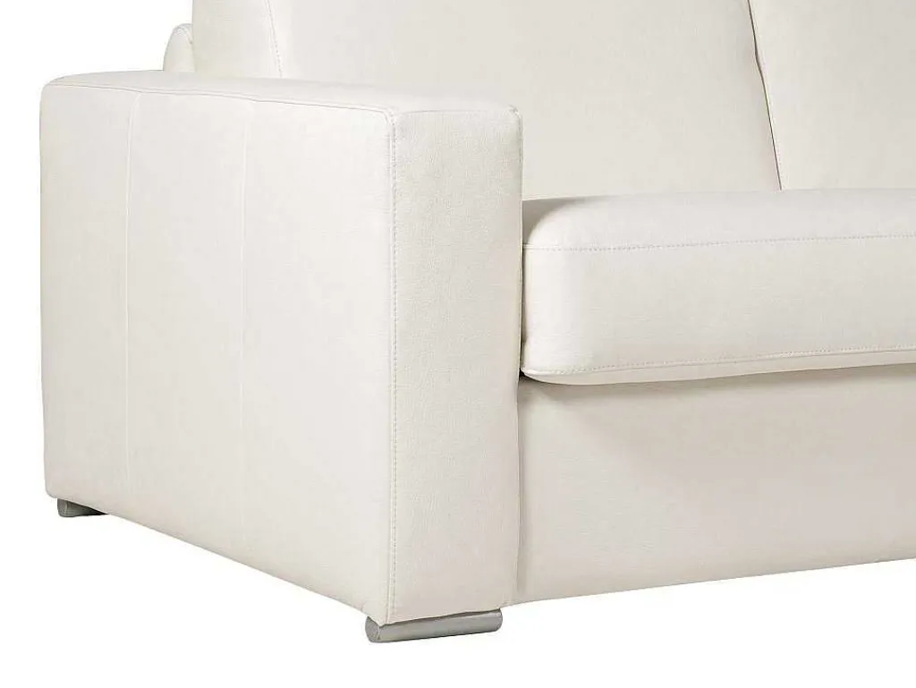 Driezits Slaapbank 100% Buffelleer Delectea Ii - Wit-LINEA SOFA New