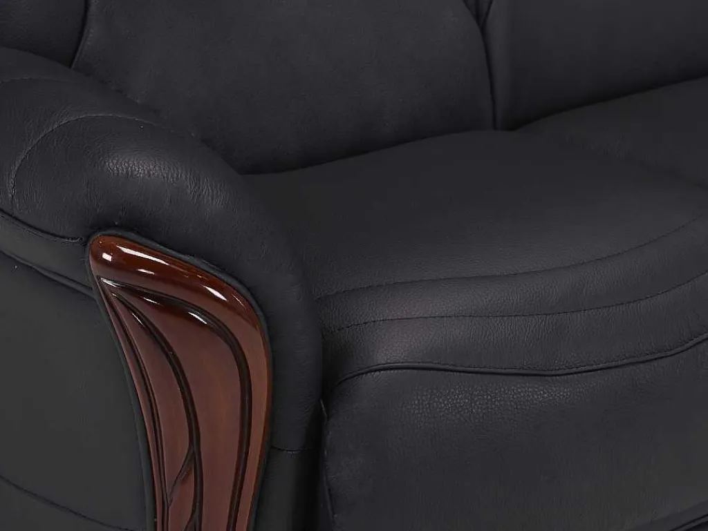 Driezitsbank 100% Buffelleer Adelaide - Zwart-Vente-unique New